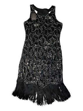 Black Sequin Fringe Flapper Dress